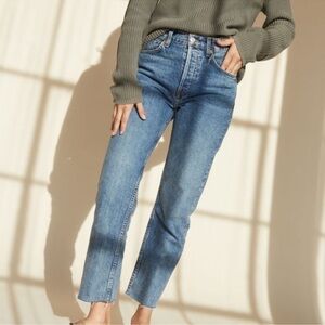 Re/Done Stovepipe Raw Hem Ankle Jeans